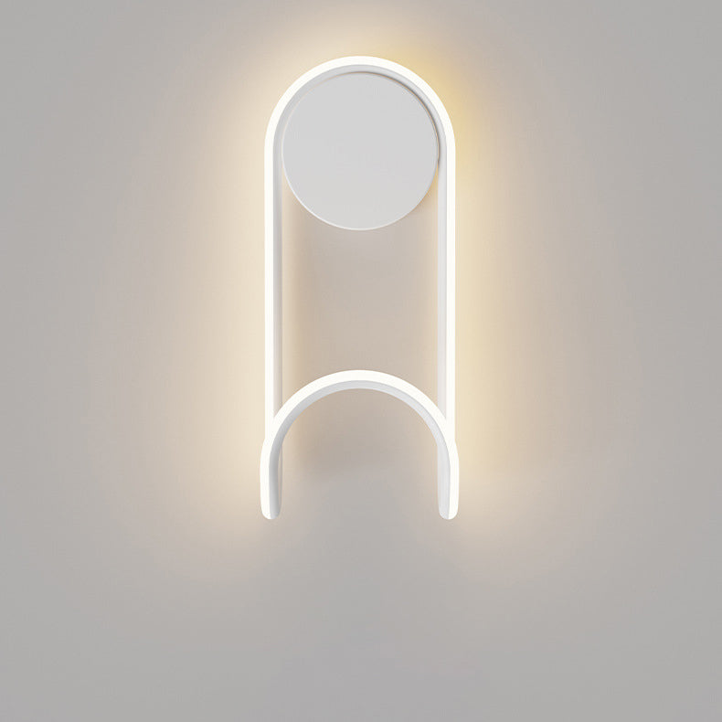 Contemporary Scandinavian Iron Aluminum Acrylic Round Hook Led Wall Sconce Lamp For Bedroom