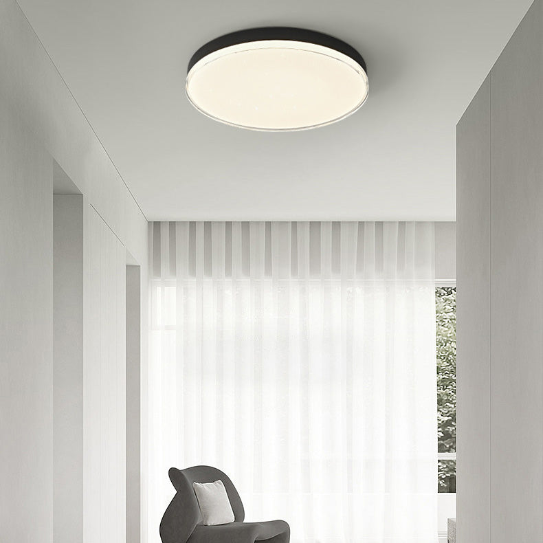 Modern Minimalist Aluminum Acrylic Round Shade LED Flush Mount Ceiling Light For Bedroom