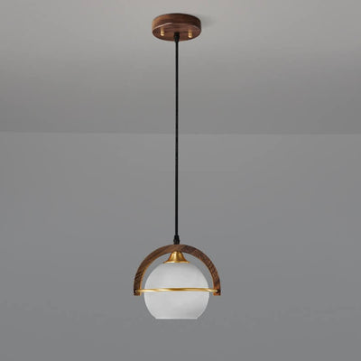 Lampe suspendue sphérique à 1 lumière en bois massif, personnalité créative moderne 