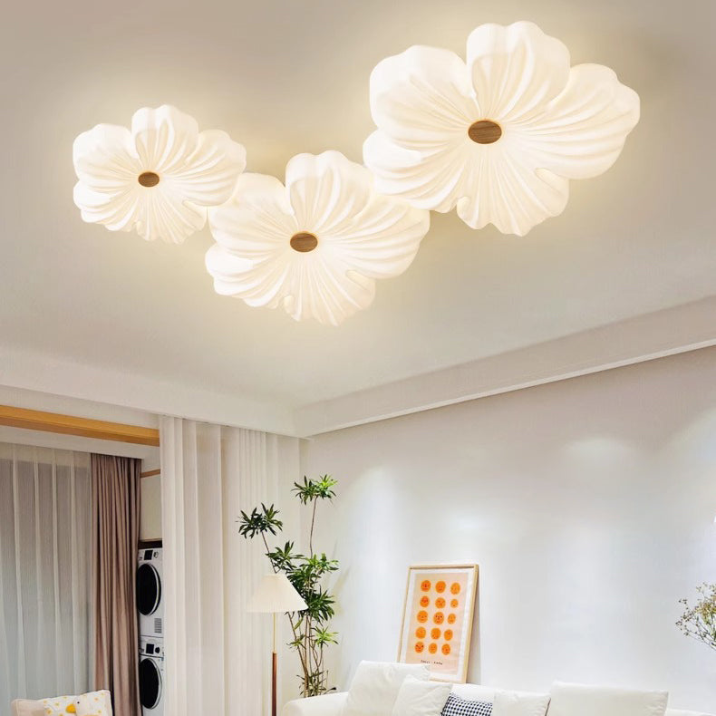 Modern Art Deco Iron Acrylic Flower LED Flush Mount Ceiling Light For Living Room