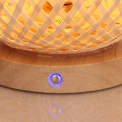 Traditional Japanese Bamboo Weaving Cage Portable LED USB Table Lamp For Bedroom