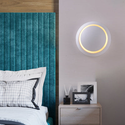 Modern Minimalist Round Rotatable Aluminum PC LED Wall Sconce Lamp For Bedroom