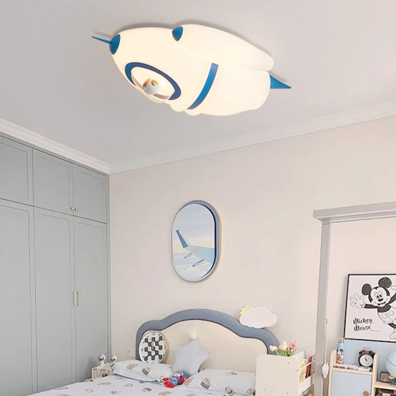 Contemporary Creative Kids Rocket Iron Plastic LED Flush Mount Ceiling Light For Bedroom