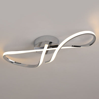 Modern Minimalist Spiral Twisted Aluminum Silicone LED Semi-Flush Mount Ceiling Light For Bedroom