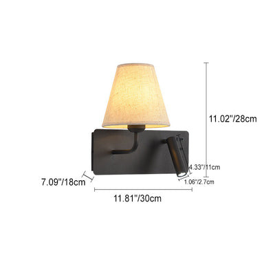 Modern Minimalist Square Cylinder Iron Aluminum Fabric 1-Light LED Wall Sconce Lamp For Bedroom