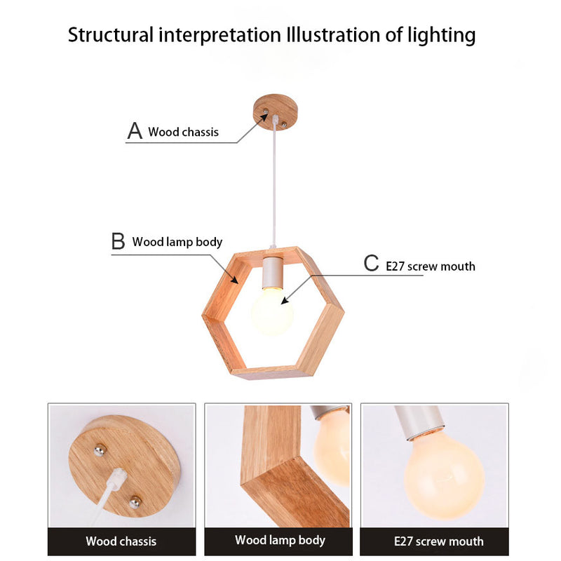 Modern Simplicity Wood Geometrical Shape 1-Light Pendant Light For Living Room