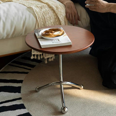 Contemporary Nordic Round Tripod Base Density Plate Stainless Steel Coffee Table For Living Room