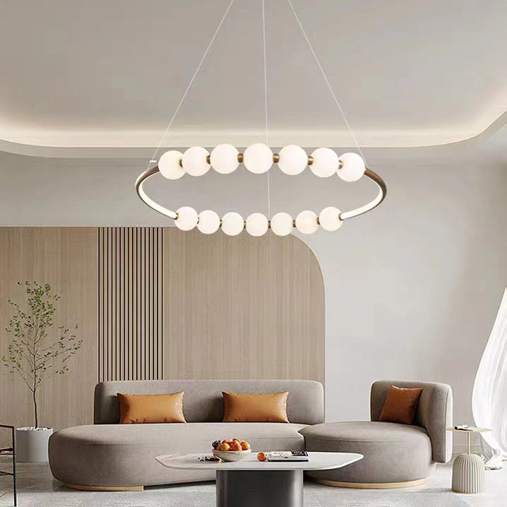 Modern Minimalist Round Aluminum Glass LED Chandelier For Living Room