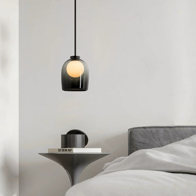 Contemporary Nordic Orb Cup Iron Glass 1-Light Pendant Light For Bedroom