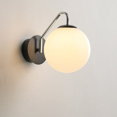 Modern Minimalist Iron Glass Round Ball 1-Light Wall Sconce Lamp For Bedroom