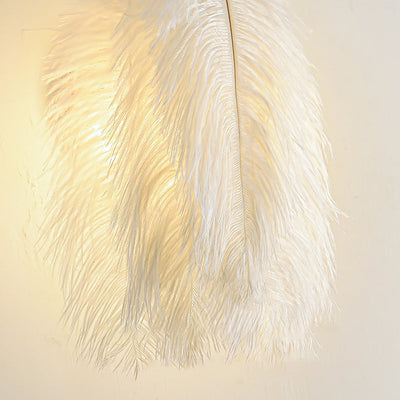 Contemporary Creative Ostrich Feather Design 1-Light Wall Sconce Lamp For Living Room