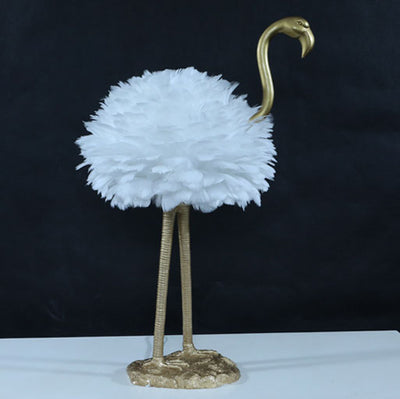 Contemporary Nordic Goose Feather Metal Flamingo Ball 1-Light Table Lamp For Bedside