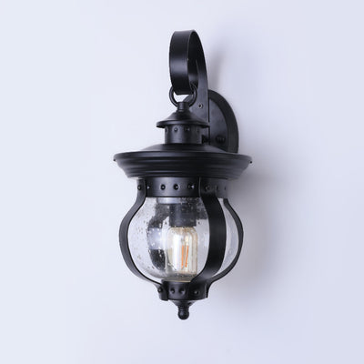 Contemporary Industrial Iron Glass Gourd Shape 1-Light Waterproof Wall Sconce Lamp For Outdoor Patio