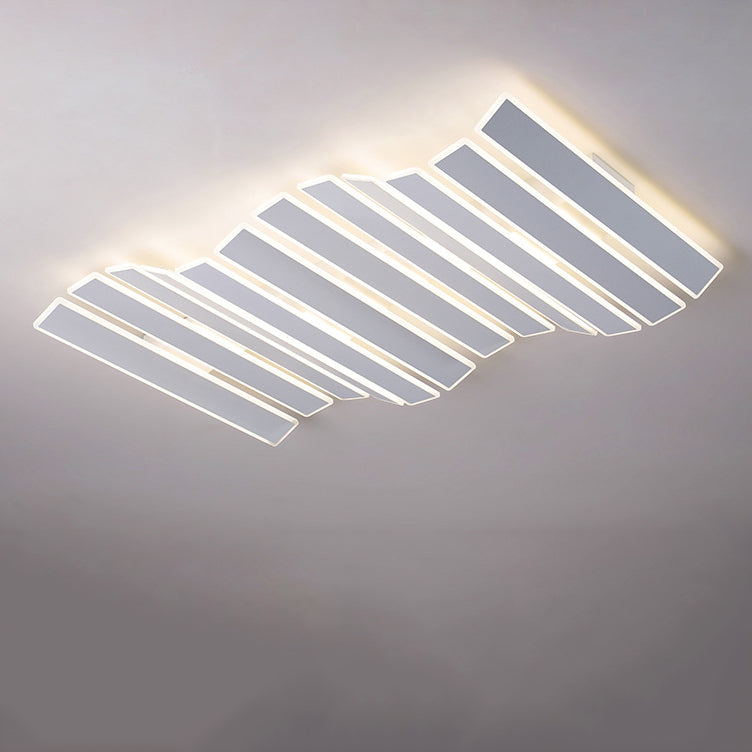 Contemporary Simplicity Acrylic Striped Fish Bone Shape LED Flush Mount Ceiling Light For Living Room