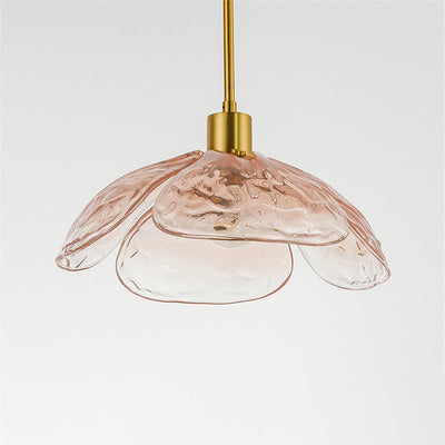 Contemporary Creative Petal Glass Design Brass 1-Light Pendant Light For Bedroom