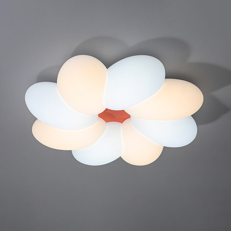 Contemporary Creative Cream Acrylic Petal Shape LED Flush Mount Ceiling Light For Bedroom