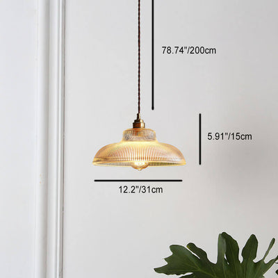 Textured Glass 1-Light Dome Pendant Light