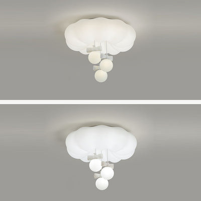 Modern Minimalist Clouds Spherical Bow Iron Plastic LED Flush Mount Ceiling Light For Bedroom