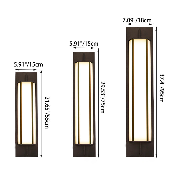 Modern Minimalist Long Square PMMA Stainless Steel LED Outdoor Wall Sconce Lamp For Garden