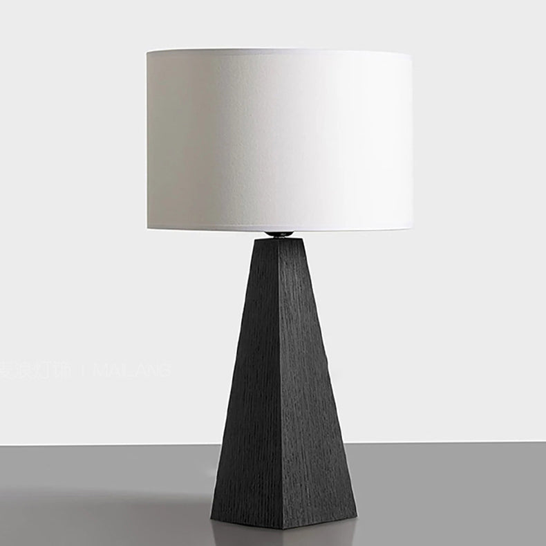 Contemporary Creative Cylindrical Prismatic Table Solid Wood Fabric 1-Light Table Lamp For Bedroom