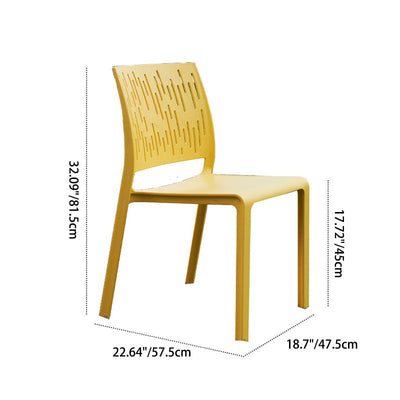 Modern Minimalist Square Plastic Chair Four Legs Backrest For Outdoor Patio