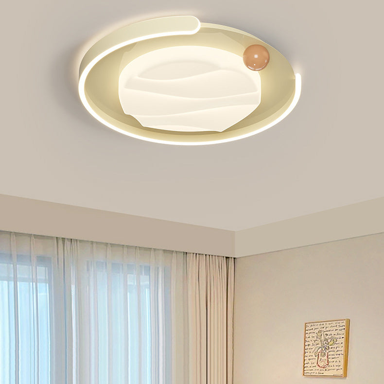 Contemporary Nordic Iron Acrylic Round Square Rectangular Ripple LED Flush Mount Ceiling Light For Bedroom