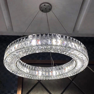 Modern Eclectic Ring Iron Crystal 9/12/16 Light Chandelier For Living Room