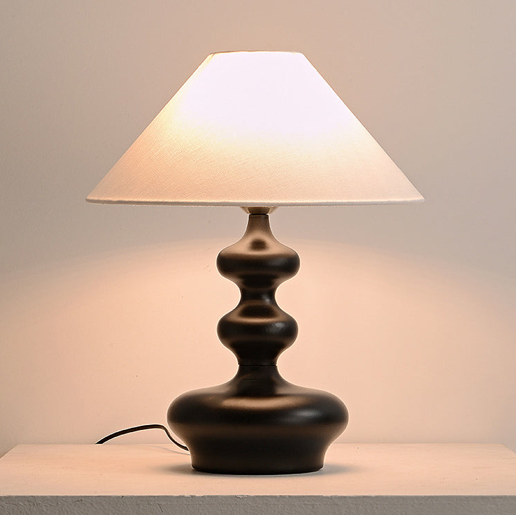 Contemporary Retro Wood Fabric 1-Light Table Lamp For Bedroom