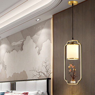 Contemporary Luxury Zinc Alloy Enamel Cylindrical Shade 1-Light Pendant Light For Living Room