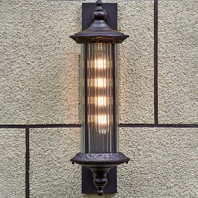 Contemporary Retro Waterproof Aluminum Glass Cylinder 1-Light Wall Sconce Lamp For Garden