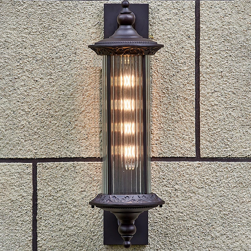 Contemporary Retro Waterproof Aluminum Glass Cylinder 1-Light Wall Sconce Lamp For Garden