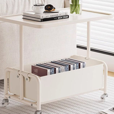 Modern Simplicity Tray Top Leather Storage Movable End Table 2-Tier For Living Room