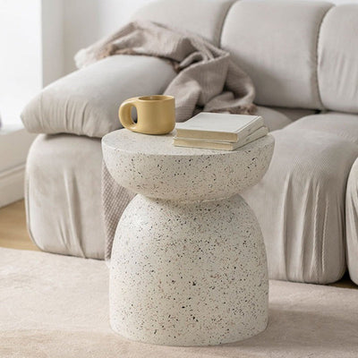 Contemporary Nordic Round Cylinder Magnesium Oxide End Table For Bedroom