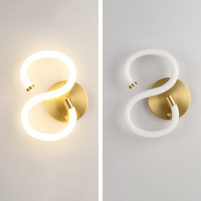 Contemporary Creative Brass Acrylic Round Oval Figure Six Eight Letter LED Wall Sconce Lamp For Hallway