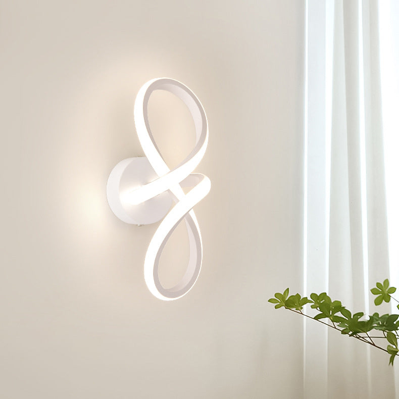 Applique murale LED en spirale créative contemporaine en fer et silicone pour chambre à coucher 