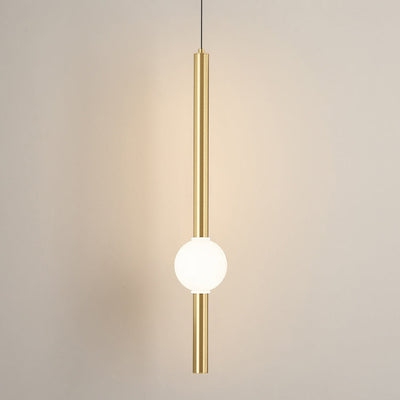 Modern Minimalist Long Cylinder Iron Acrylic LED Pendant Light For Bedroom