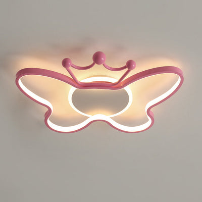 Contemporary Nordic Kids Iron Aluminum Silica Acrylic Butterfly LED Flush Mount Ceiling Light For Bedroom