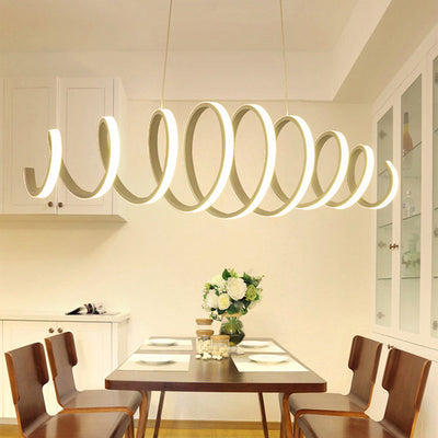 Modern Minimalist Round Spring Metal Acrylic LED Chandelier For Dining Room