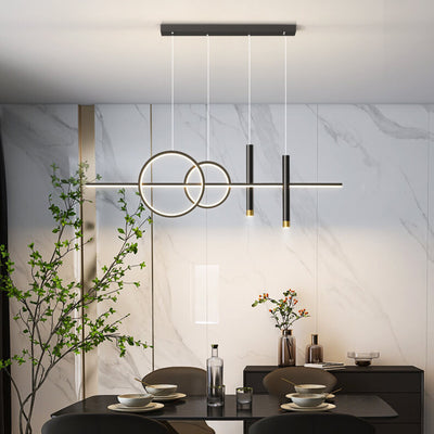 Modern Minimalist Iron Silicone Strip LED Island Light Chandelier For Dining Room