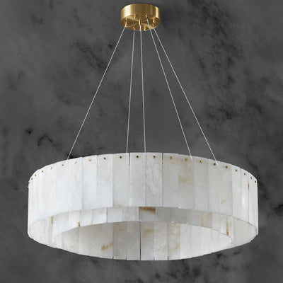 Contemporary Scandinavian Round Copper Stone 8/12/14 Light Chandelier For Living Room