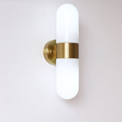 Modern Minimalist Capsule Iron Glass 2-Light Wall Sconce Lamp For Bedroom