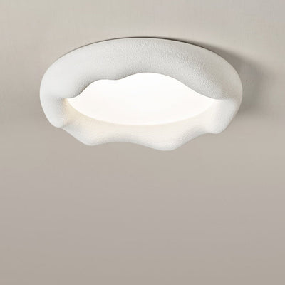 Traditional Japanese Iron Fiberglass Cloud Shape LED Flush Mount Ceiling Light For Living Room