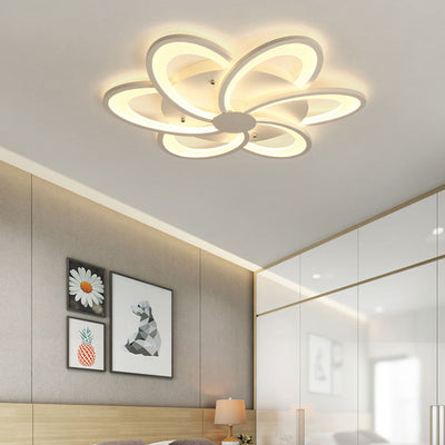 Contemporary Creative Petal Hardware Acrylic LED Semi-Flush Mount Ceiling Light For Living Room