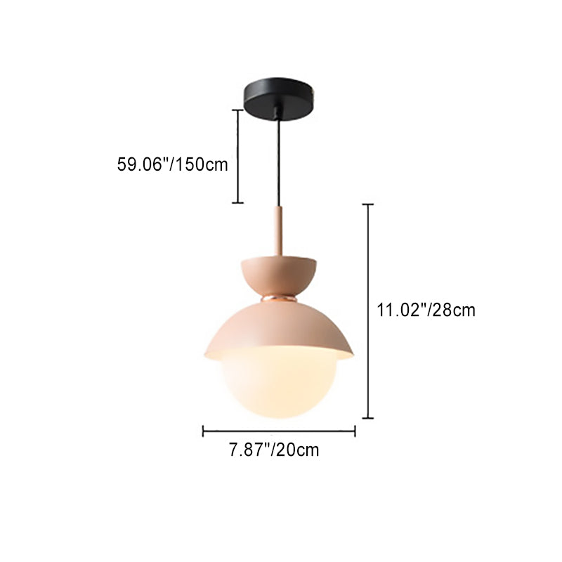 Modern Minimalist Round Globe Dome Metal Glass 1-Light Pendant Light For Living Room