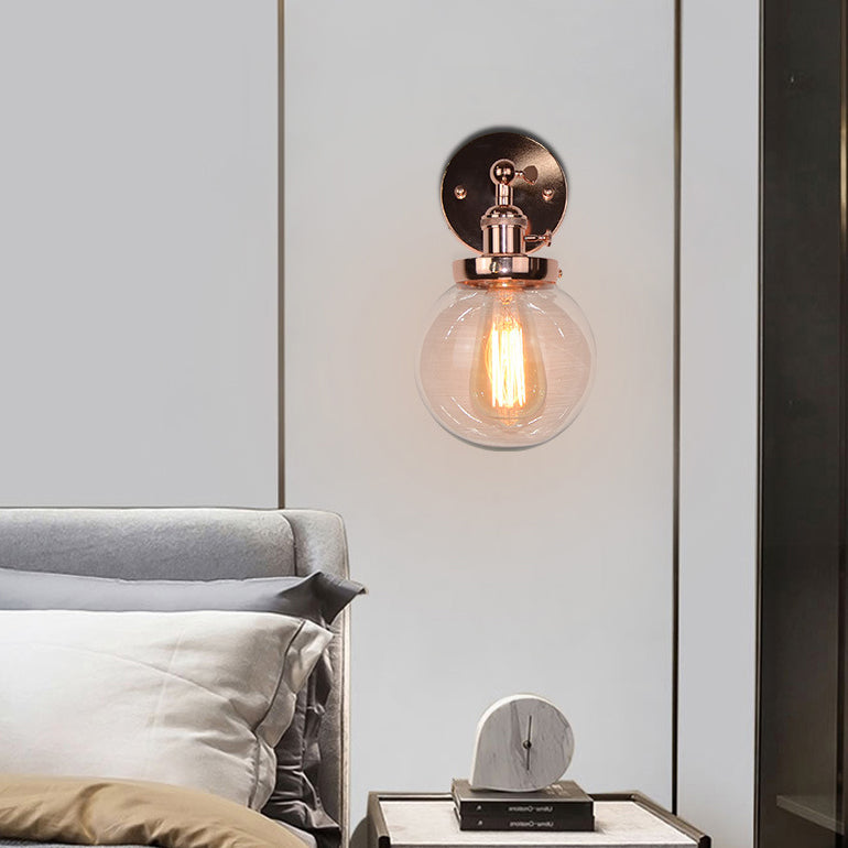 Modern Minimalist Iron Glass Orb 1-Light Wall Sconce Lamp For Bedroom