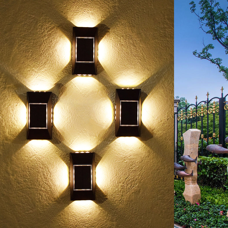 Modern Simplicity Solar Sensor Rectangle ABS Plastic LED Outdoor Wall Sconce Lamp For Garden