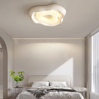 Modern Minimalist Cream Cloud PE Iron LED Flush Mount Ceiling Light For Living Room