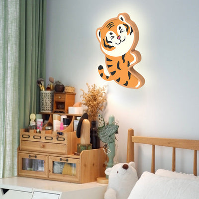 Contemporary Nordic Cartoon Rabbit Tiger Acrylic Design Iron LED Wall Sconce Lamp For Living Room