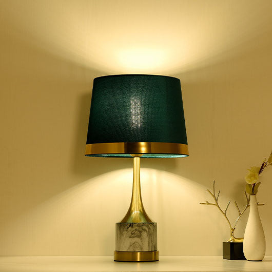 Modern Luxury Green Fabric Cover Iron Base 1-Light Table Lamp For Home Office