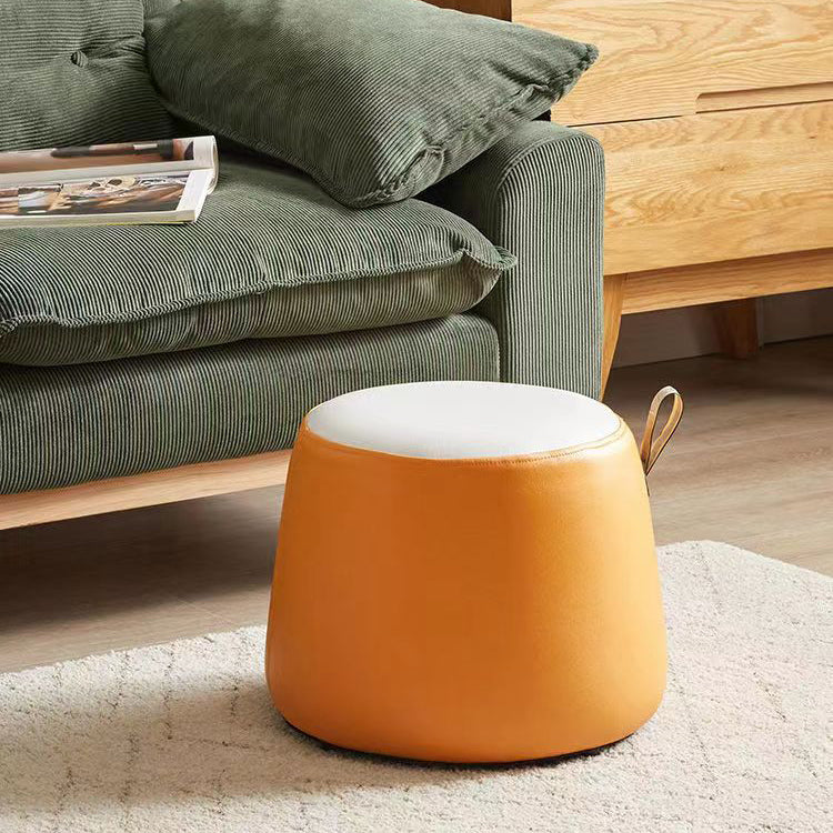 Contemporary Simplicity Cylinder Fabric Pouf Low Stool For Living Room